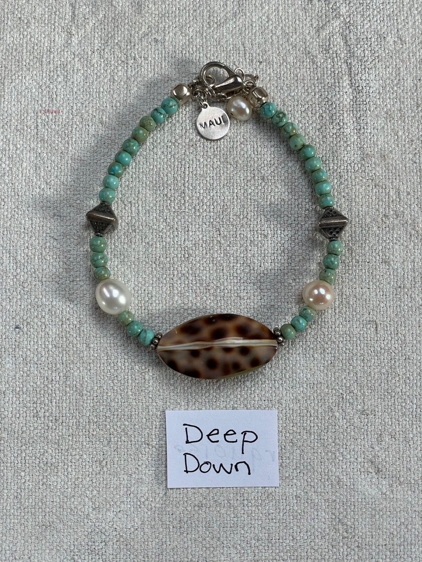 Deep Down | Handmade Turquoise, Shell and Pearl Moana Bracelet