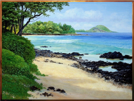 Kiawes at Keawakapu, Limited edition, Giclée,  1 pc. Koa Framed, Various Sizes