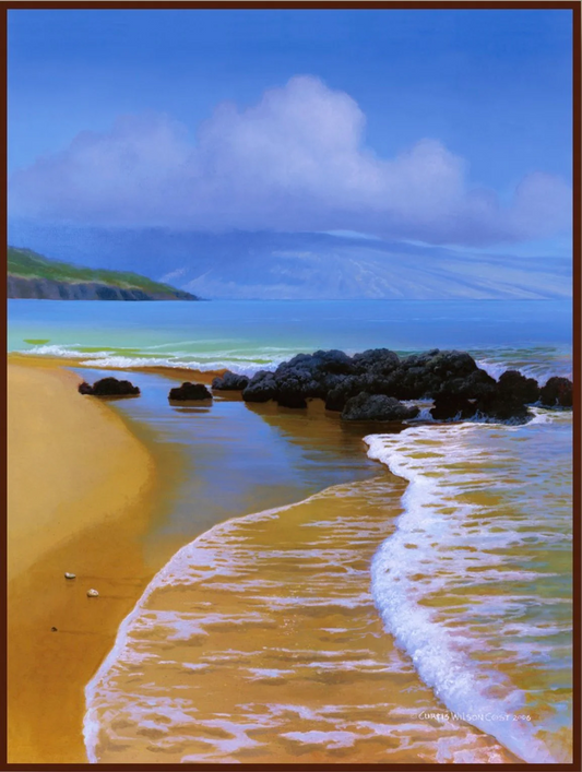 Beach Glass, Limited Edition. 1 Piece koa Framed, Canvas Giclée, Ready to Ship