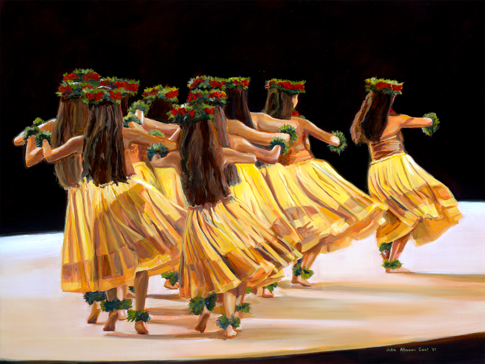 Hālau Nā Lei Kaumaka O Uka (in Yellow), Unstretched Canvas, Various Sizes, Julia Allisson Cost