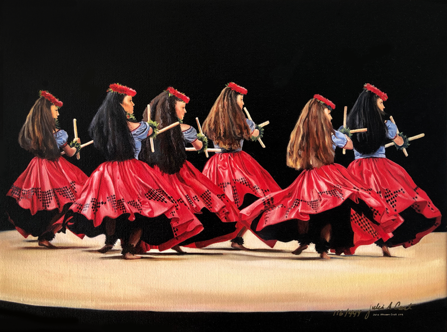 Hālau Nā Lei Kaumaka O Uka (in Red), Limited edition, Gallery Wrap, Various sizes, Julia Allisson Cost