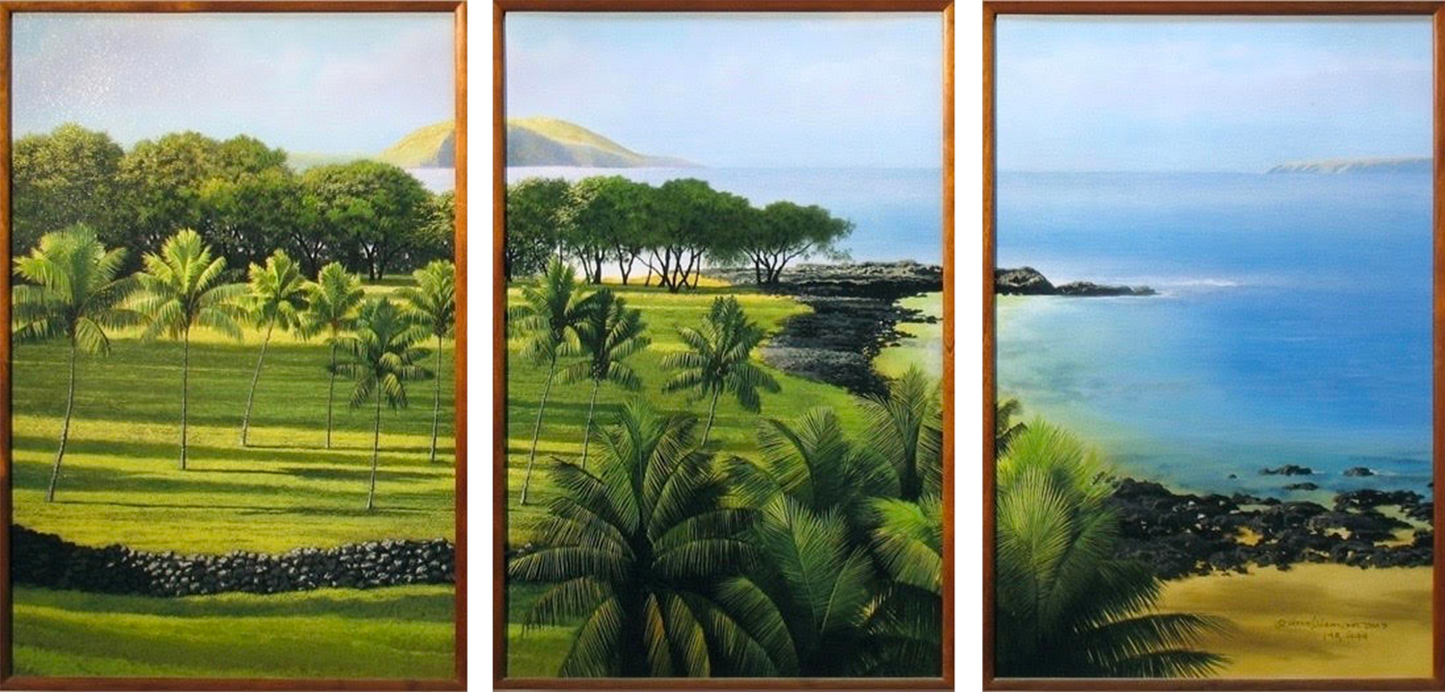 Old Makena Triptych, Limited Edition, 1 Piece koa framed, Various sizes