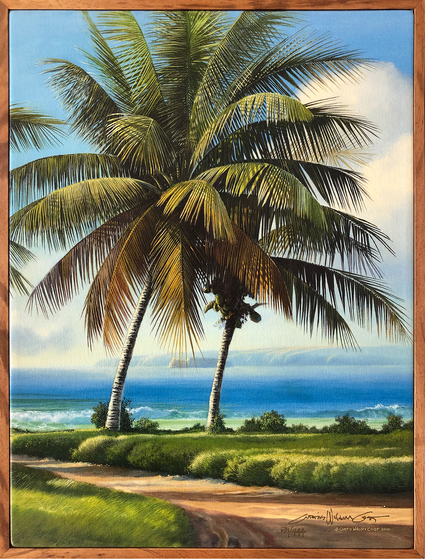 Return to Makena Molokini, Limited Edition. 1 Piece koa Framed, Canvas Giclée, Ready to Ship