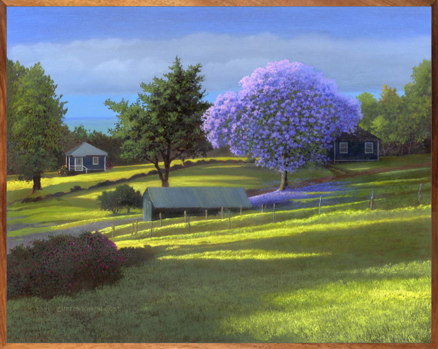 Second Green House on the Right, 1 pc. Koa Framed, Limited Edition, Canvas Giclée, Ready to Ship
