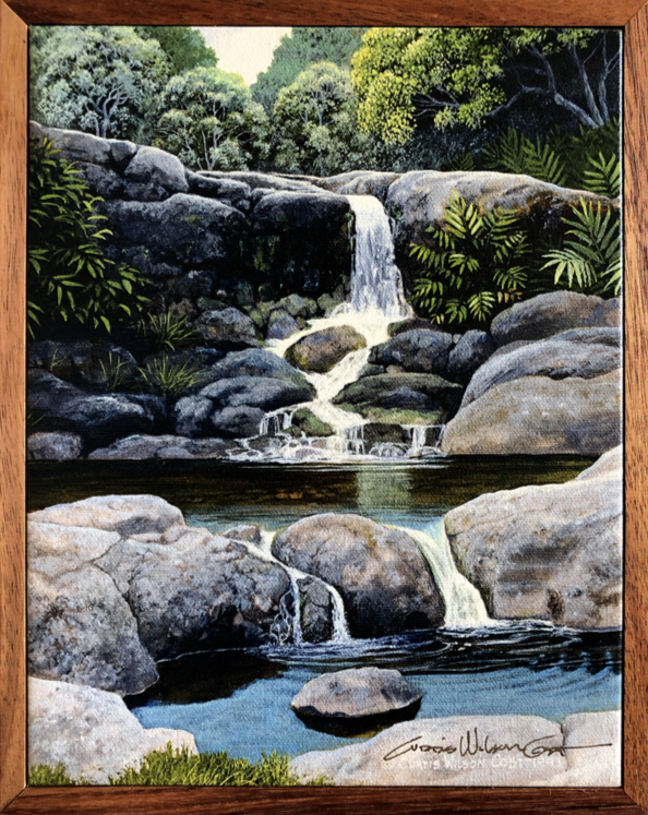 Kōke'e Waters, hand signed giclée, 1 pc. koa framed various sizes