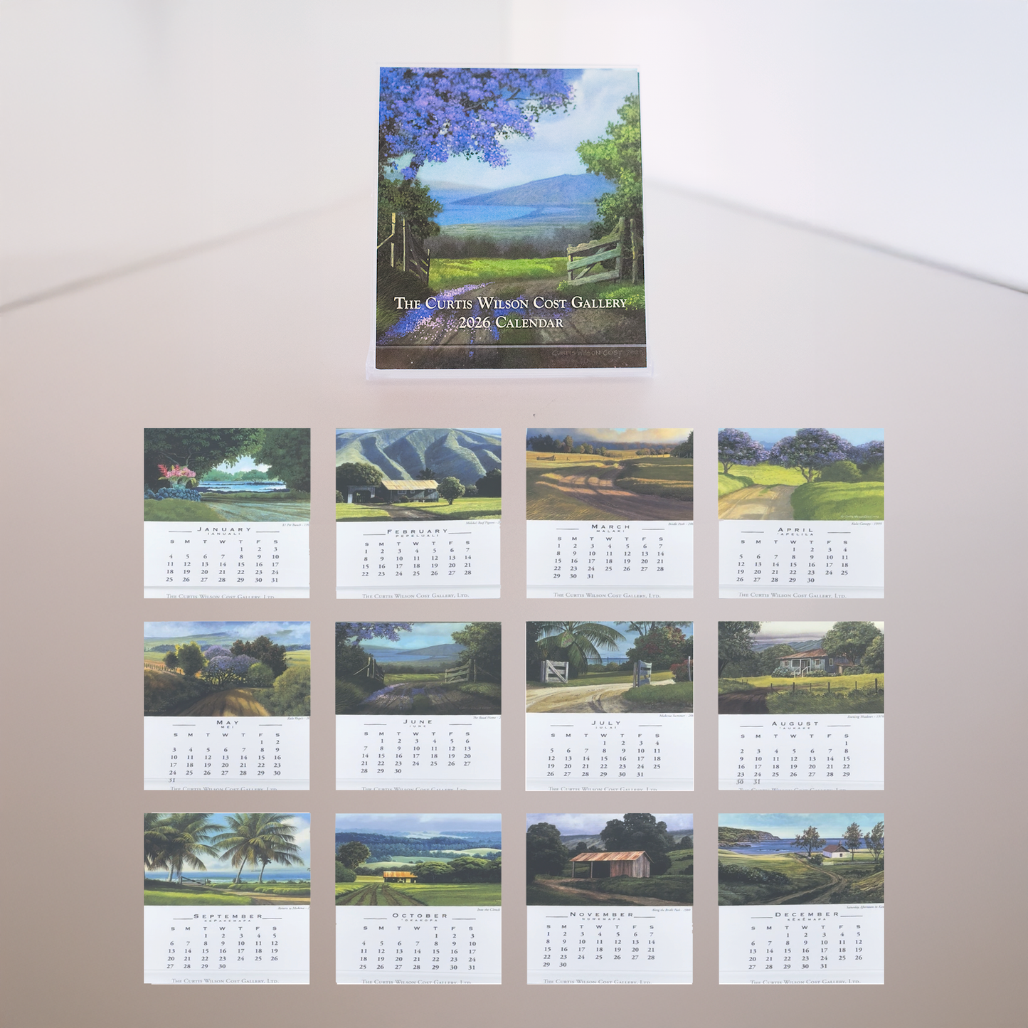 2026 Desktop Calendar Featuring Curtis Wilson Cost Maui Artwork