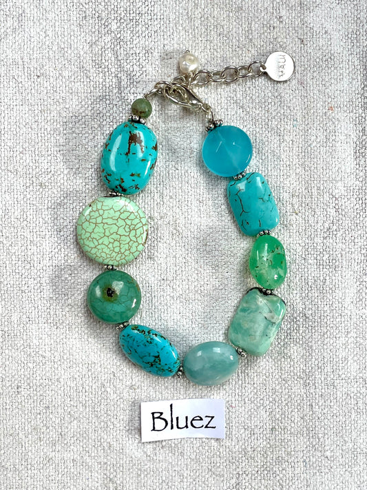 Bluez | Handmade Blue Hued Semi-Precious Stone & Silver Bracelet