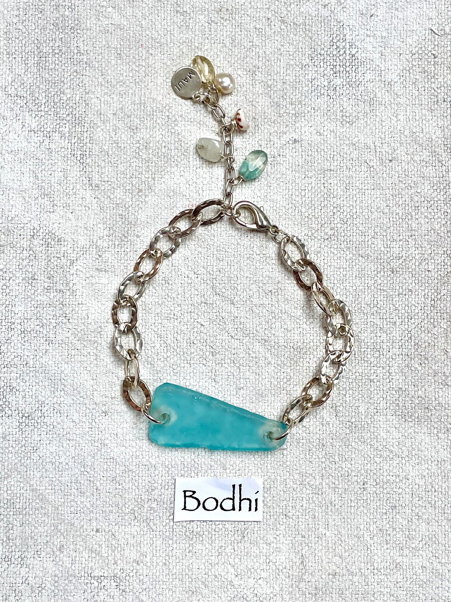 Bodhi | Sea Glass Handmade Silver Charm Bracelet