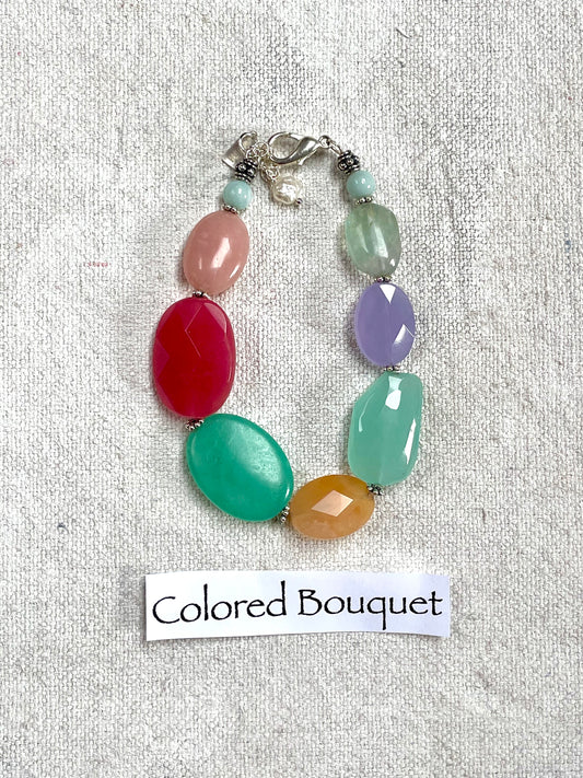 Colored Bouquet | Handmade Pastel and Silver Bracelet