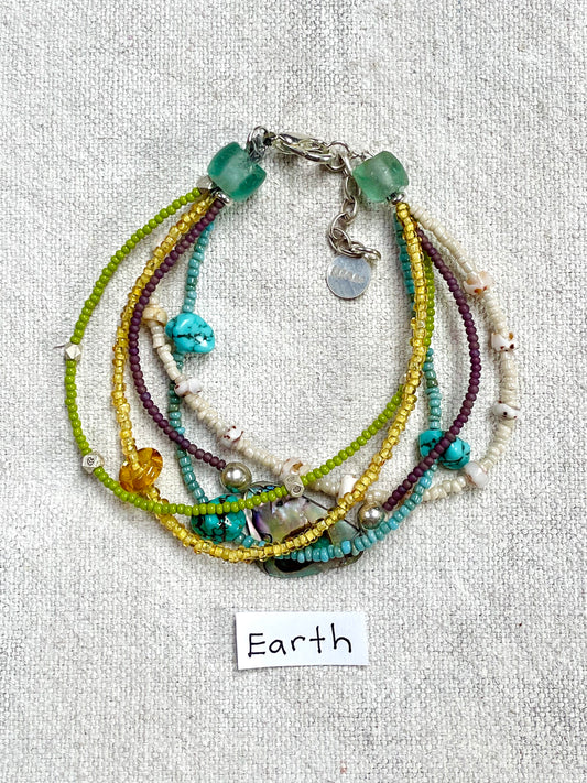 Earth | Colorful Multi-Strand Bead & Semi-Precious Stone Handmade Bracelet