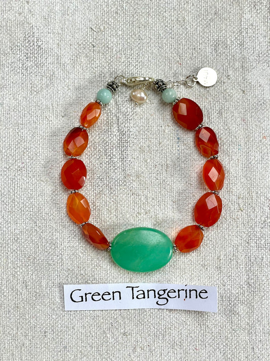 Green Tangerine | Handmade Semi-Precious Stone & Silver Made on Maui Bracelet