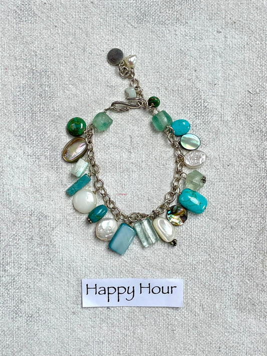 Happy Hour | Handmade Ocean Hues Silver Charm Bracelet