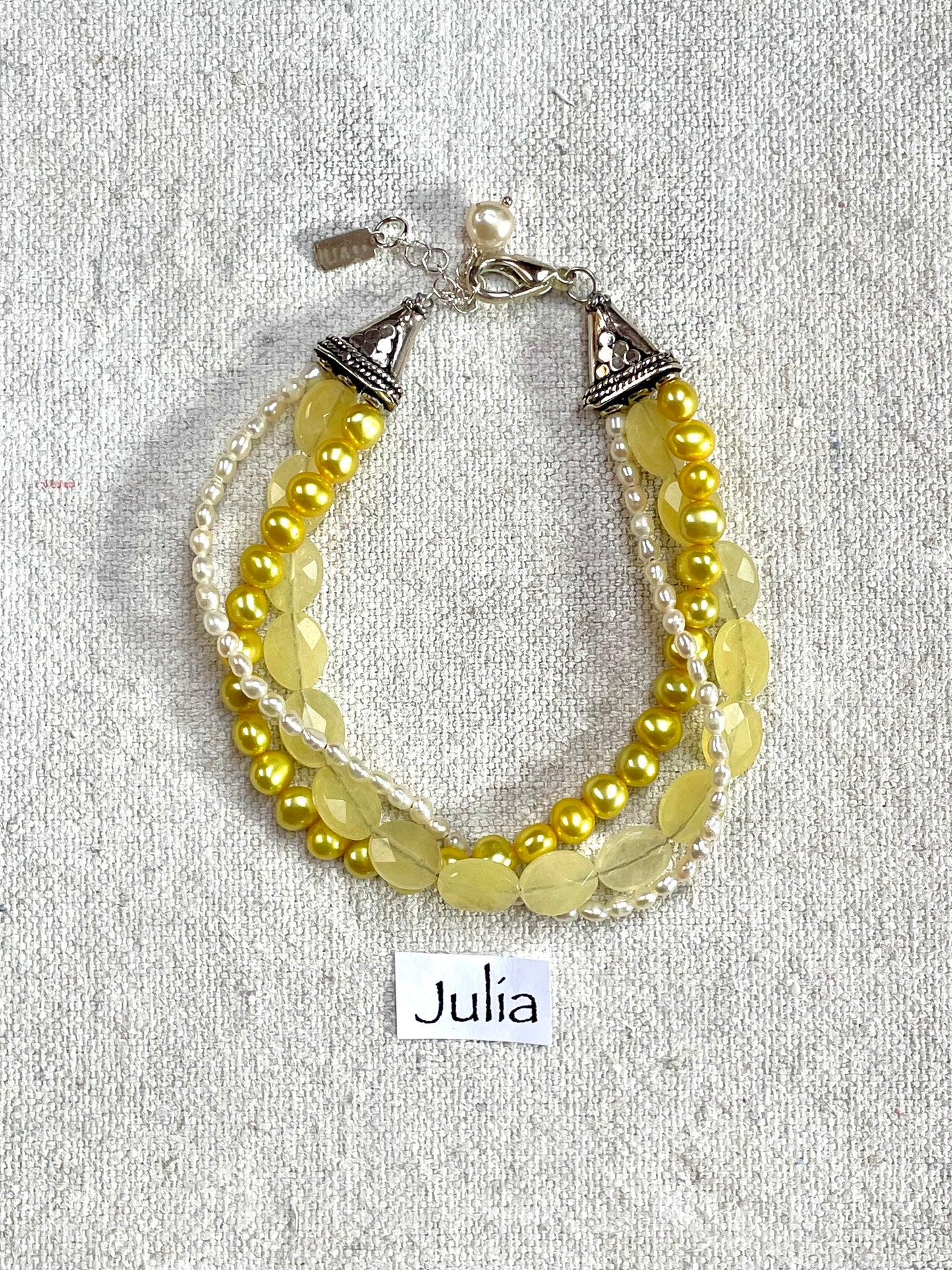 Julia | Handmade Yellow Bead and Pearl Multistrand Maui Bracelet