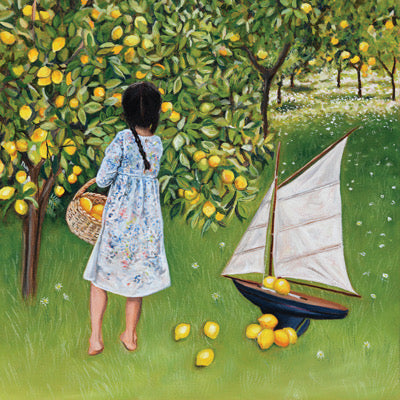 Lemon Scene, hand signed, unstretched  giclée by Julia Allisson Cost