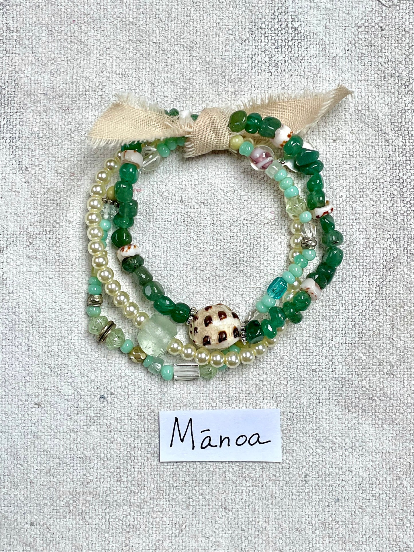 Mānoa | Handmade Colorful Multi-Strand Bead, Pearl & Shell Bracelet