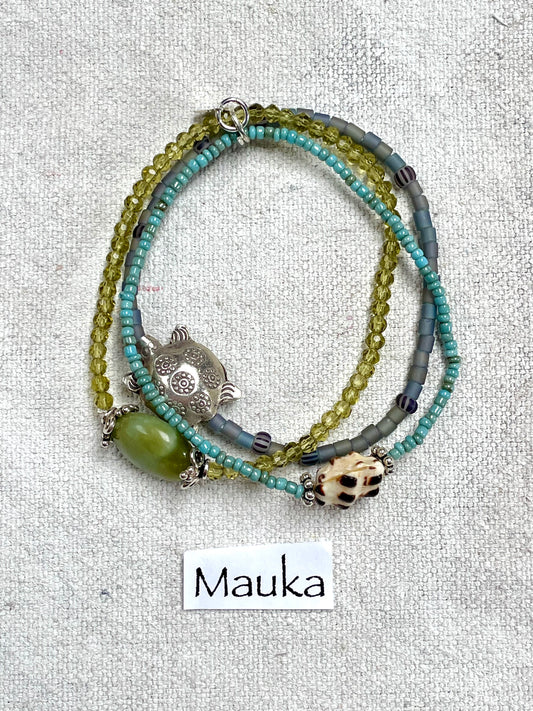 Mauka | Sea Turtle Charm and Shell Handmade Multistrand Bracelet