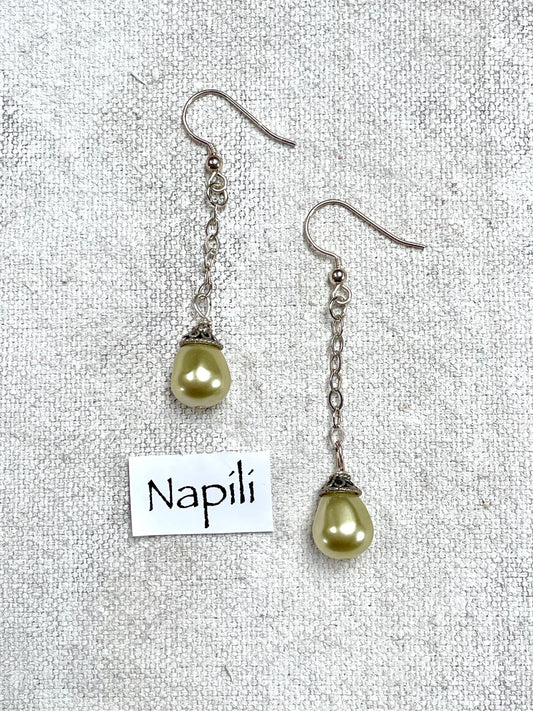 Nāpili | Handmade Silver and Pearl Drop Earrings