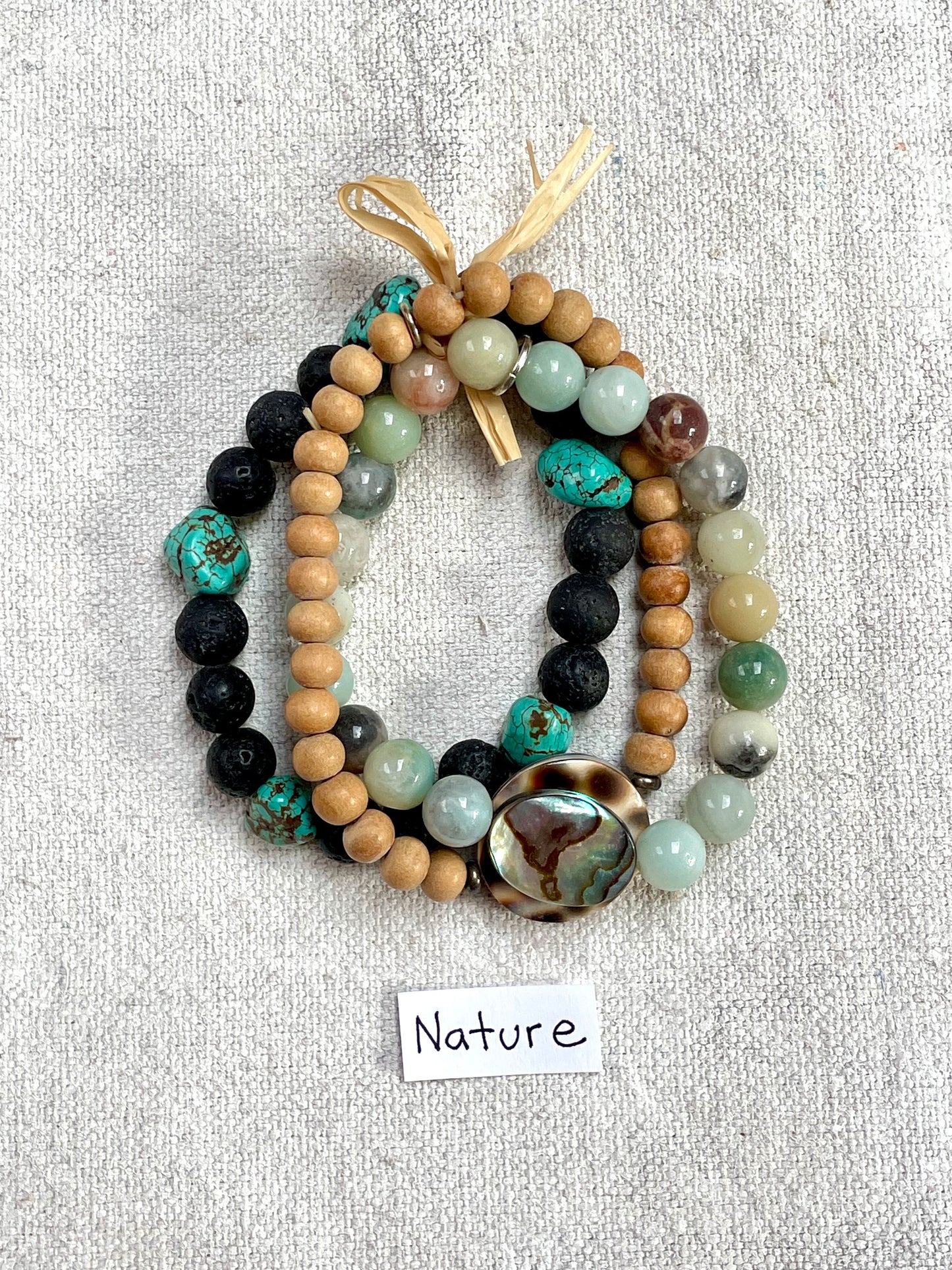 Nature | Handmade Lava Rock, Wood & Turquoise Boho Bracelet