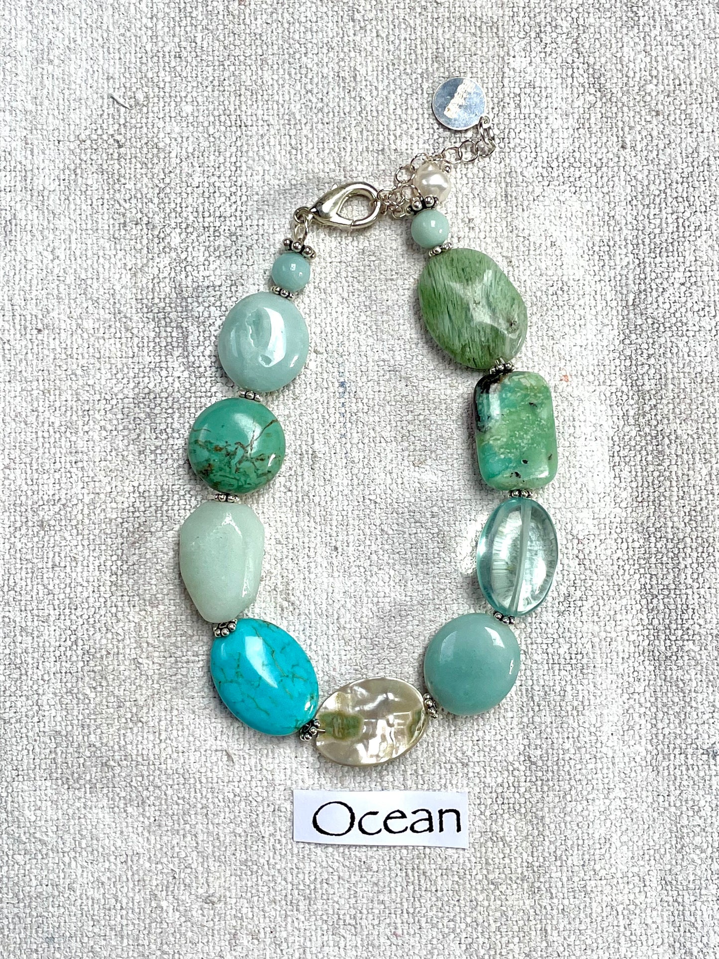 Ocean | Handmade Sea Hued Semi-Precious Stone & Silver Bracelet