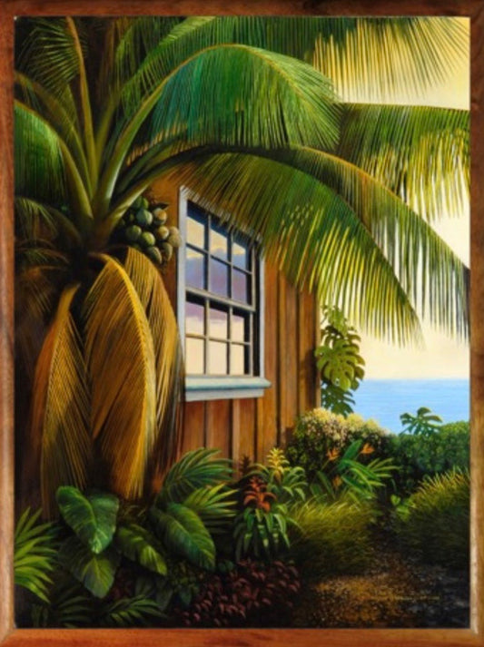 Plantation Palm , Limited Edition in 1 Piece Koa Frame, Canvas Giclée, Ready to Ship