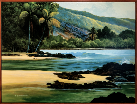 Private Landing, Hand Signed, 1 Piece Koa Framed, Canvas Giclée, Ready to Ship