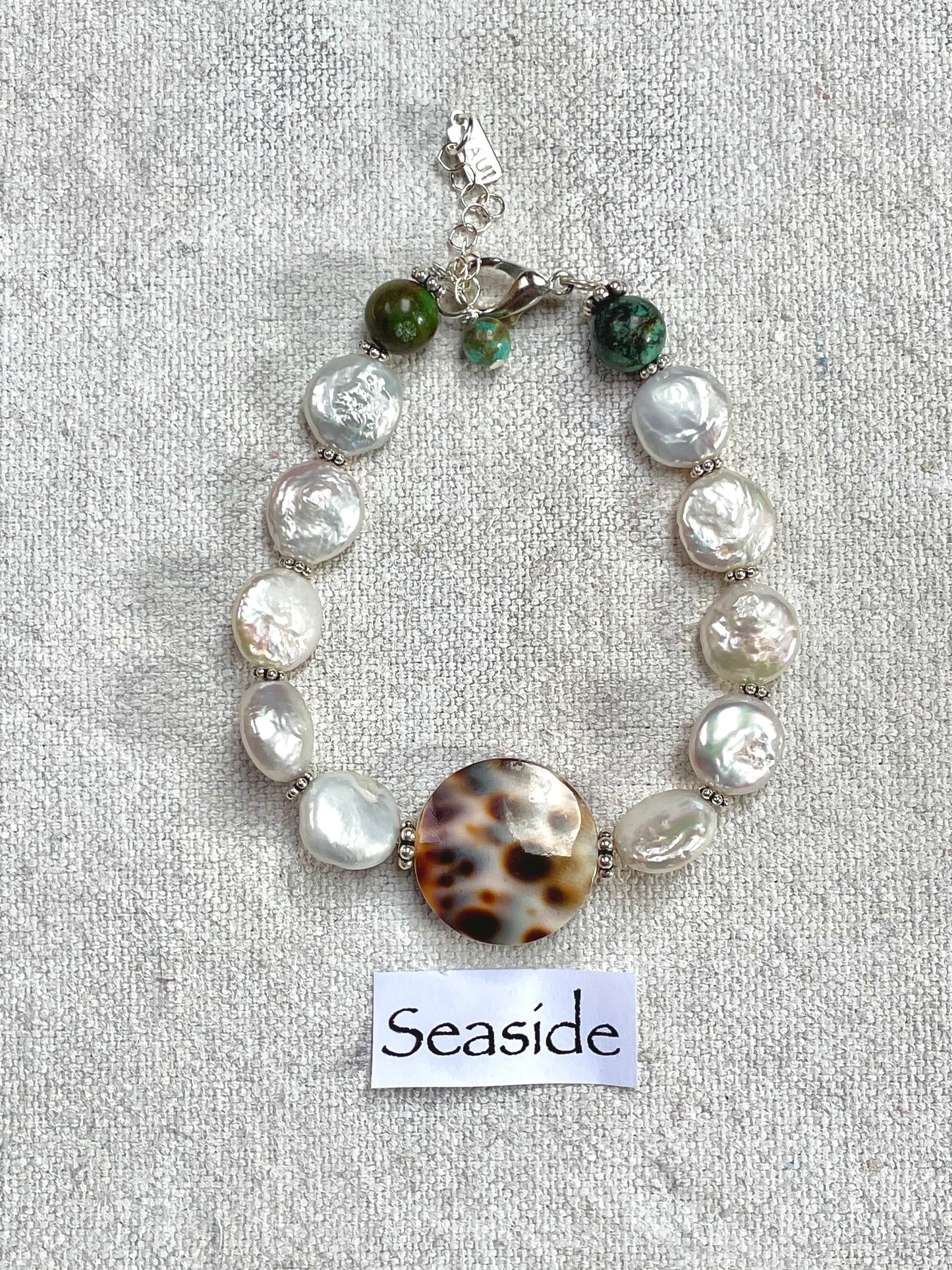 Seaside | Handmade Shell, Pearl & Turquoise Silver Maui Bracelet