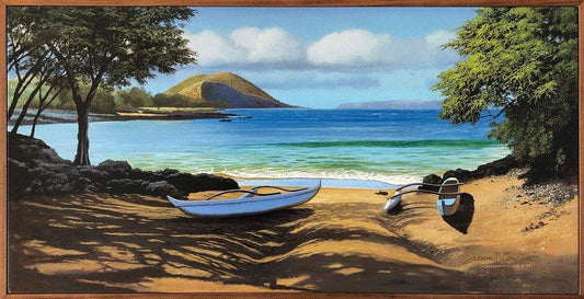 Canoes at the Landing, Limited edition, 1 Piece koa frame, various sizes