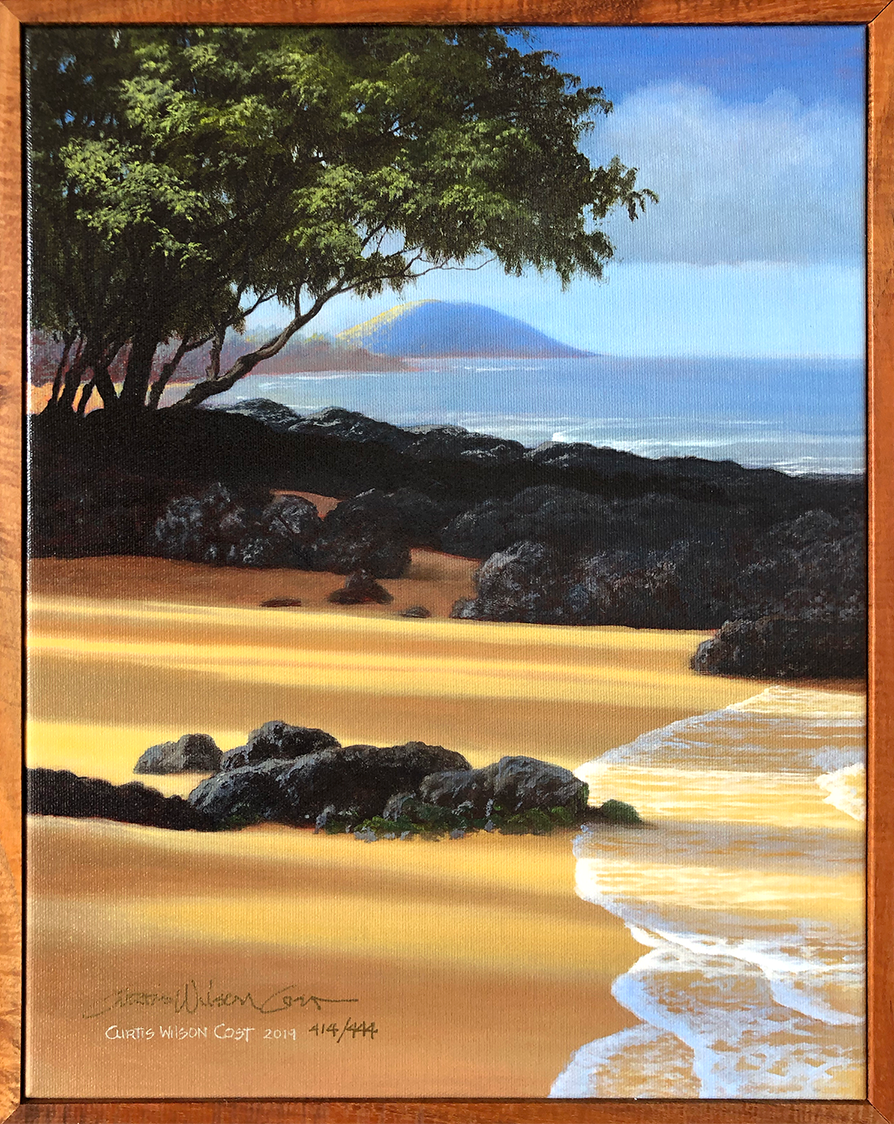 Ulua at Dawn, Limited Edition. 1 Piece koa Framed, Canvas Giclée, Ready to Ship