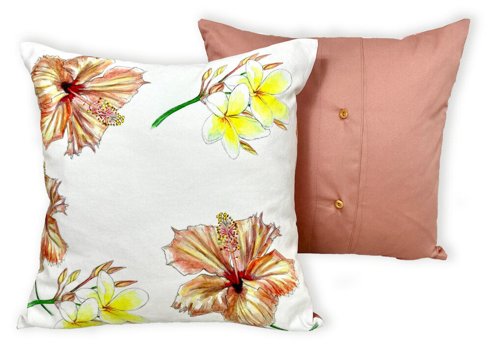 Hibiscus Plumeria Pillows, 17” x 17”